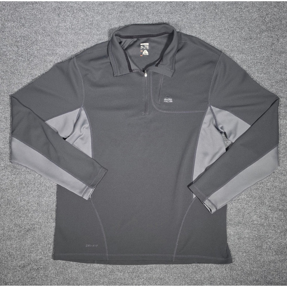 Nike ACG Dri-FIT Mens XL Qtr Zip Pullover Gray Hiking Outdoor Performance Top